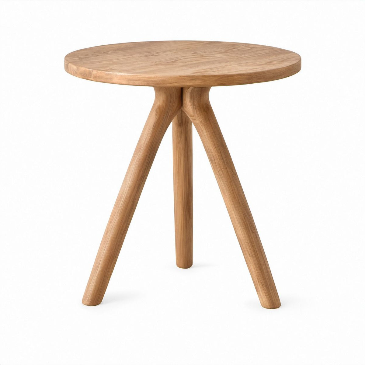 Mesa de Apoio Redonda em Carvalho Maciço Natural, Ø60 x 55 cm