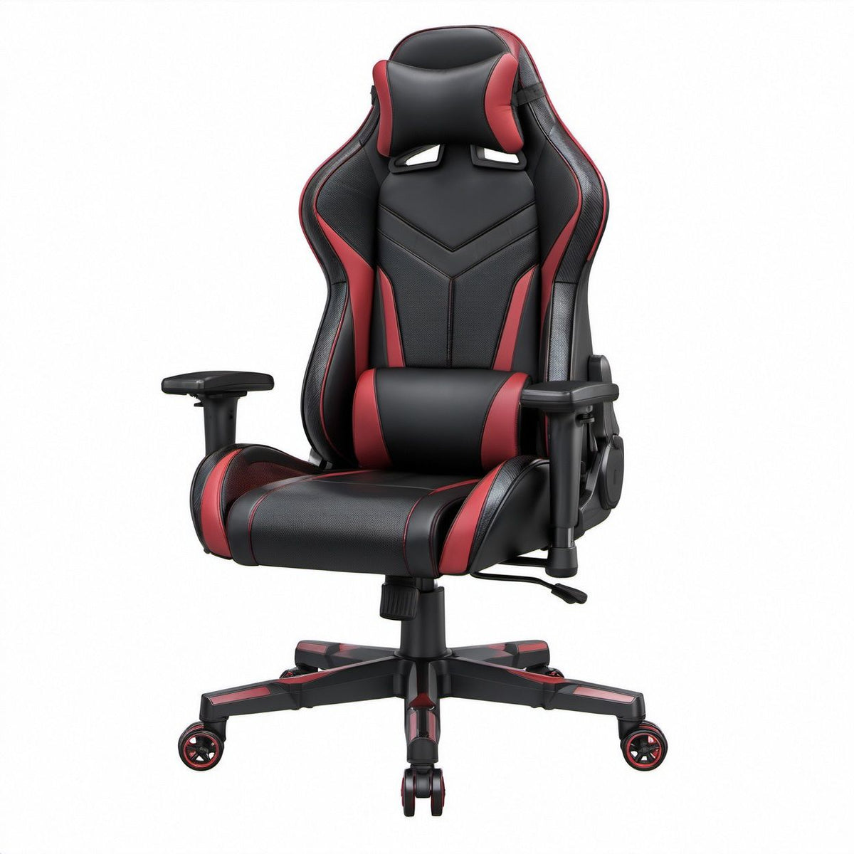 Cadeira Gaming Ergonómica em Pele Sintética PU Preta e Vermelha, 68 x 68 x 124-134 cm