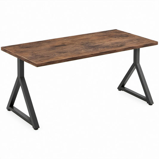 Secretária Retangular Castanho Escuro e Preto 120 x 60 x 75 cm
