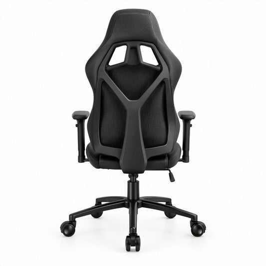 Cadeira Ergonómica Gaming Preta em Poliuretano e Poliéster 68 x 68 x 118-128 cm