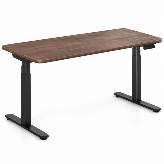 Secretária Elétrica Ajustável 140 x 70 x 72-120 cm em Castanho Nogueira e Preto