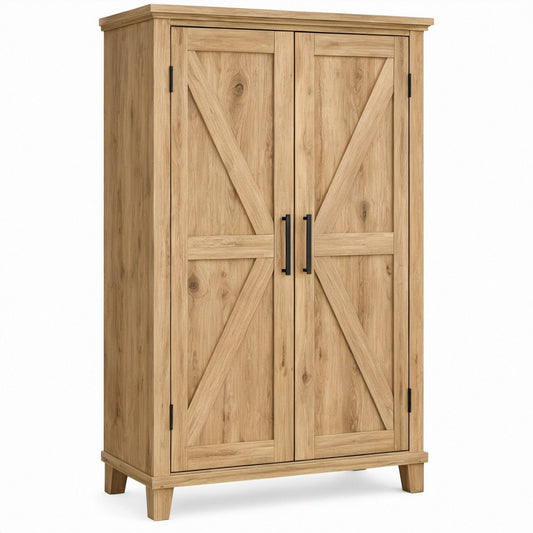 Roupeiro de 2 Portas em MDF Carvalho Natural 100 x 55 x 200 cm