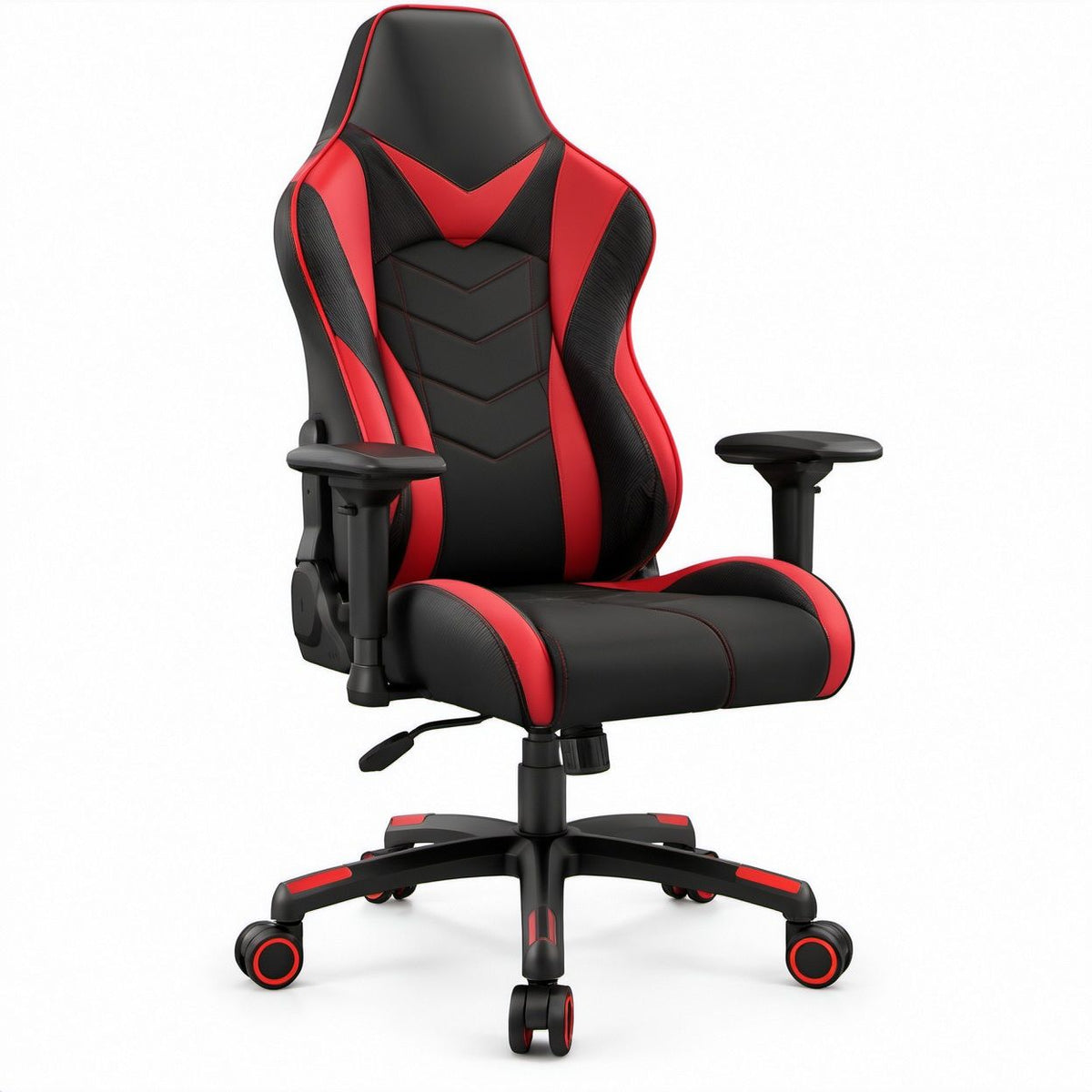 Cadeira de Jogo Ergonómica Giratória Preta e Vermelha em Pele Sintética PU 66 x 70 x 122-132 cm