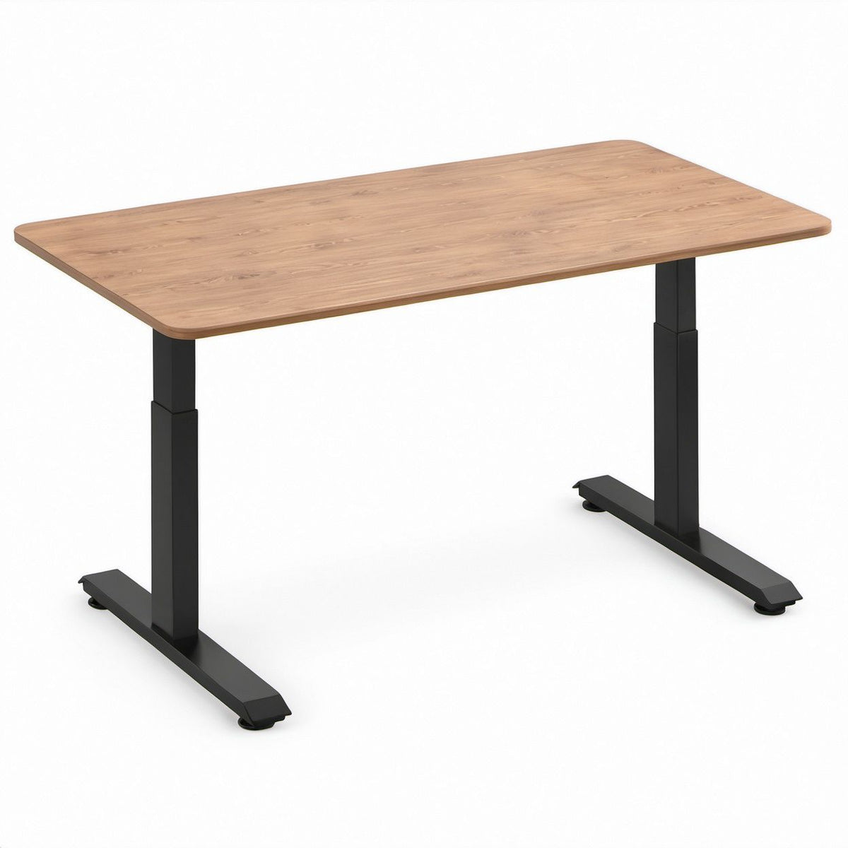Secretária Elevatória Regulável em Altura Carvalho e Preto em MDF e Aço, 120 x 60 x 72-120 cm